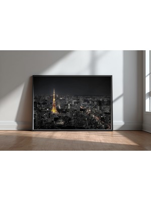 Keyf Home Tokyo At Night Siyah Çerçeveli Mdf Tablo Poster Salon Duvar Dekoru Hediye