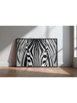Keyf Home Zebra Stripes Siyah Çerçeveli Mdf Tablo Poster Salon Duvar Dekoru Hediye
