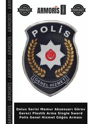 Armoris Delux Serisi Memur Aksesuarı Görev Gereci Plastik Arma Single Sword Polis Genel Hizmet Göğüs Arması