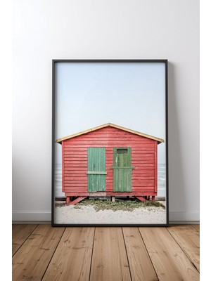 Keyf Home Red Hut Siyah Çerçeveli Mdf Tablo Poster Salon Duvar Dekoru Hediye