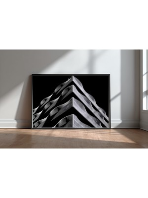 Keyf Home Wave Siyah Çerçeveli Mdf Tablo Poster Salon Duvar Dekoru Hediye