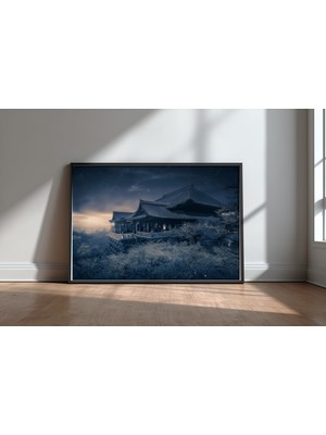 Keyf Home Treetop Temple Siyah Çerçeveli Mdf Tablo Poster Salon Duvar Dekoru Hediye