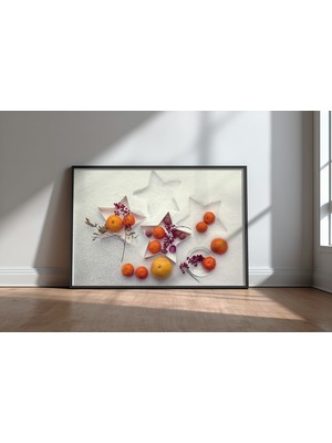 Keyf Home Snow Still Life Siyah Çerçeveli Mdf Tablo Poster Salon Duvar Dekoru Hediye