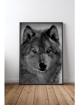 Keyf Home The Wolf Siyah Çerçeveli Mdf Tablo Poster Salon Duvar Dekoru Hediye