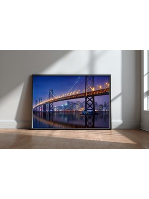 Keyf Home Urban Illusion Bay Bridge Siyah Çerçeveli Mdf Tablo Poster Salon Duvar Dekoru Hediye