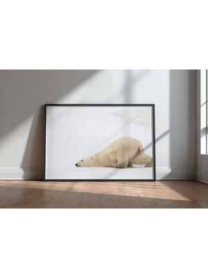 Keyf Home Sliding Bear Siyah Çerçeveli Mdf Tablo Poster Salon Duvar Dekoru Hediye