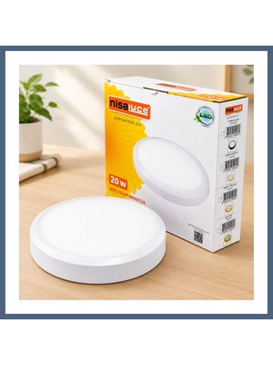 Bezos 20W LED Sıva Üstü Yuvarlak Armatür 6500K 1800LM Beyaz Metal BZS10