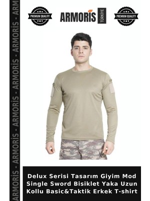 Armoris Delux Serisi Tasarım Giyim Mod Single Sword Bisiklet Yaka Uzun Kollu Basic&taktik Erkek T-Shirt
