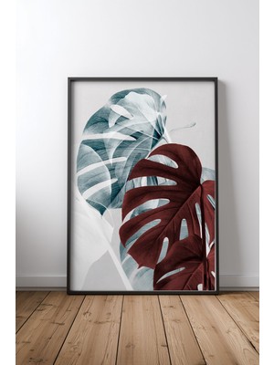 Keyf Home Monstera Creative 18 Siyah Çerçeveli Mdf Tablo Poster Salon Duvar Dekoru Hediye