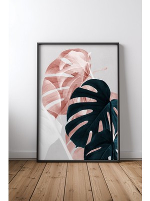 Keyf Home Monstera Creative 09 Siyah Çerçeveli Mdf Tablo Poster Salon Duvar Dekoru Hediye