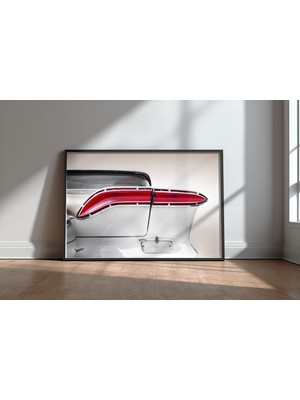Keyf Home 1958 Taillight Siyah Çerçeveli Mdf Tablo Poster Salon Duvar Dekoru Hediye