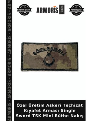 Armoris Özel Üretim Askeri Teçhizat Kıyafet Arması Single Sword Tsk Mini Rütbe Nakış