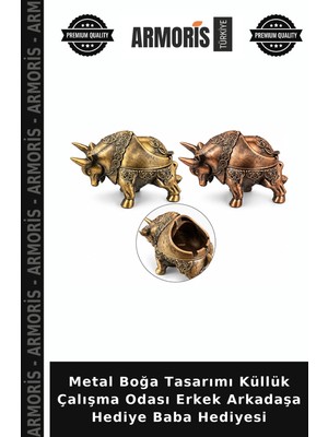 Armoris Metal Boğa Tasarımı Küllük Çalışma Odası Erkek Arkadaşa Hediye Baba Hediyesi