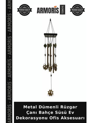 Armoris Metal Dümenli Rüzgar Çanı Bahçe Süsü Ev Dekorasyonu Ofis Aksesuarı