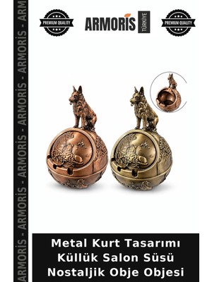 Armoris Metal Kurt Tasarımı Küllük Salon Süsü Nostaljik Obje Objesi