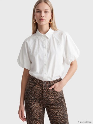 LC Waikiki Lcw Vision Beyaz Oversize Poplin Kadın Gömlek