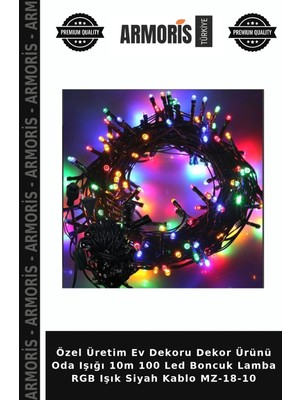 Armoris Özel Üretim Ev Dekoru Dekor Ürünü Oda Işığı 10M 100 LED Boncuk Lamba Rgb Işık Siyah Kablo Mz-18-10
