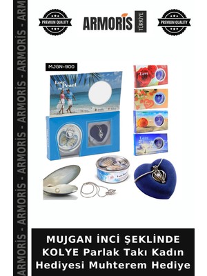 Armoris Mujgan Inci Şeklinde Kolye Parlak Takı Kadın Hediyesi Muhterem Hediye