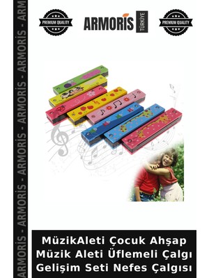 Armoris Müzikaleti Çocuk Ahşap Müzik Aleti Üflemeli Çalgı Gelişim Seti Nefes Çalgısı