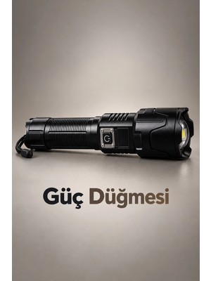 Epilons Dijital Göstergeli LED El Feneri Type C Şarjlı Teleskopik Zoom Özellikli