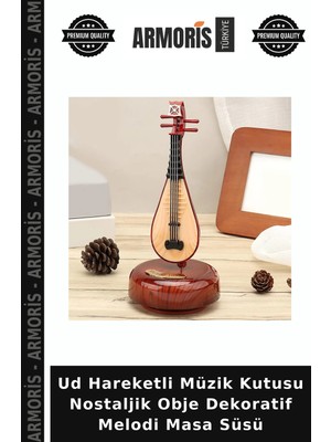 Armoris Ud Hareketli Müzik Kutusu Nostaljik Obje Dekoratif Melodi Masa Süsü