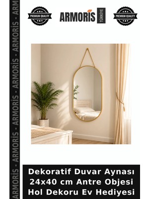 Armoris Dekoratif Duvar Aynası 24X40 cm Antre Objesi Hol Dekoru Ev Hediyesi
