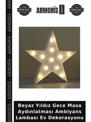 Armoris Beyaz Yıldız Gece Masa Aydınlatması Ambiyans Lambası Ev Dekorasyonu