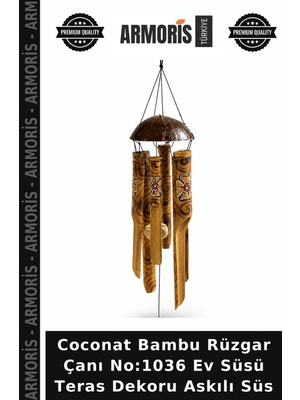 Armoris Coconat Bambu Rüzgar Çanı NO:1036 Ev Süsü Teras Dekoru Askılı Süs