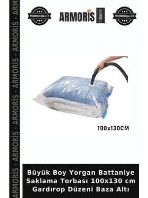 Armoris Büyük Boy Yorgan Battaniye Saklama Torbası 100X130 cm Gardırop Düzeni Baza Altı