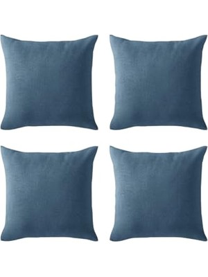 Toptan Budur Mavi Kadife Dokulu Kırlent Kılıfı, Gizli Fermuarlı 4'lü Set 43 x 43