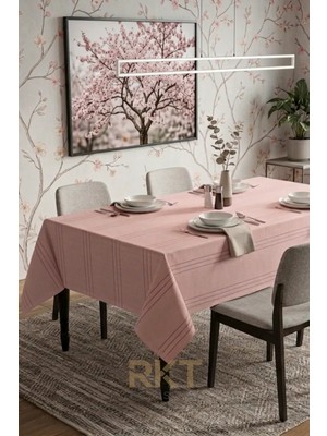 RKT Tekstil Dertsiz Dokulu Masa Örtüsü - Leke Tutmaz Polyester Düz 160 x 220 cm