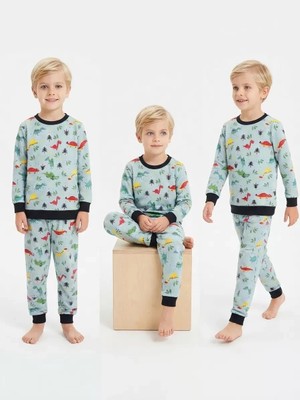 DMR Elegance 4/10 Yaş Animal Baskılı Pamuk Penye Çocuk Pijama Takımı