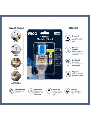 Bezos Musluk Ucu Filtre 6 Katmanlı 360° (16-19MM Uyumlu) BZS10