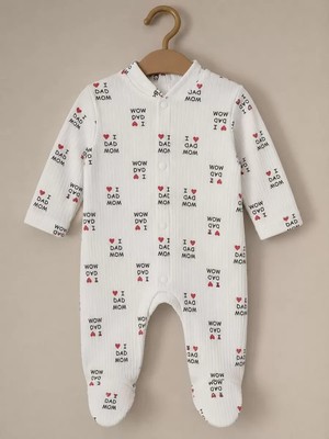 DMR Elegance 3/9 Ay Love Baskılı Patikli Bebek Tulumu