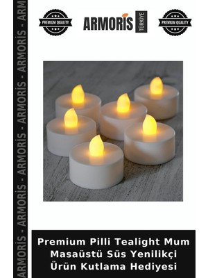 Armoris Premium Pilli Tealight Mum Masaüstü Süs Yenilikçi Ürün Kutlama Hediyesi