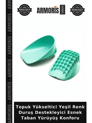 Armoris Topuk Yükseltici Yeşil Renk Duruş Destekleyici Esnek Taban Yürüyüş Konforu
