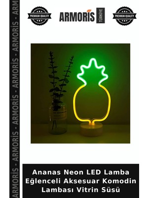 Armoris Ananas Neon LED Lamba Eğlenceli Aksesuar Komodin Lambası Vitrin Süsü