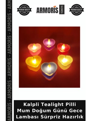 Armoris Kalpli Tealight Pilli Mum Doğum Günü Gece Lambası Sürpriz Hazırlık