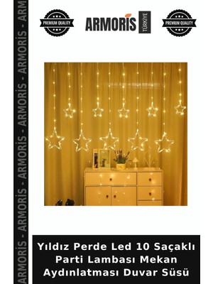 Armoris Yıldız Perde LED 10 Saçaklı Parti Lambası Mekan Aydınlatması Duvar Süsü