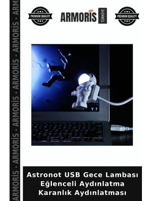 Armoris Astronot USB Gece Lambası Eğlenceli Aydınlatma Karanlık Aydınlatması