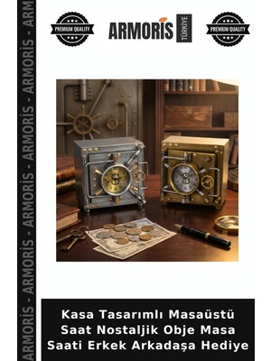 Armoris Kasa Tasarımlı Masaüstü Saat Nostaljik Obje Masa Saati Erkek Arkadaşa Hediye