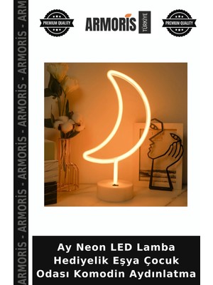 Armoris Ay Neon LED Lamba Hediyelik Eşya Çocuk Odası Komodin Aydınlatma