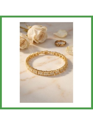 Soi Home Gold Renk Pirinç Elegance Zirkon Taşlı Kadın Bileklik Soı