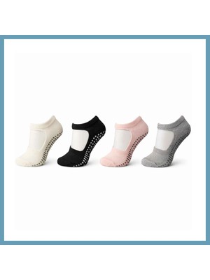 Bezos Kaymaz Taban Yoga ve Pilates Çorabı 4'lü Kadın, Silikon Tabanlı Nefes Alabilir Bilek Bantlı Çorap, Ev Yoga Pilates Trambolin Umre Için, 4 Renk · Beden: 36-40 · Renk: Çok Renkli 4 Lü MBT06