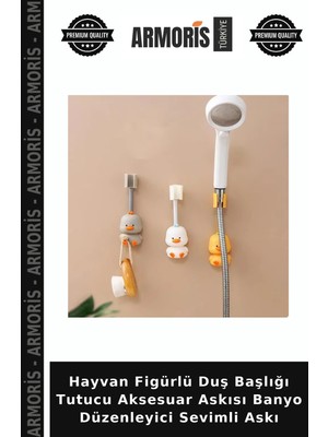 Armoris Hayvan Figürlü Duş Başlığı Tutucu Aksesuar Askısı Banyo Düzenleyici Sevimli Askı