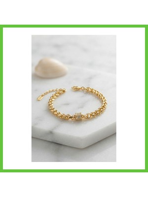 Bezos cm Gold Renk Pirinç Singapur Zincir Model Kadın Bileklik Dmc