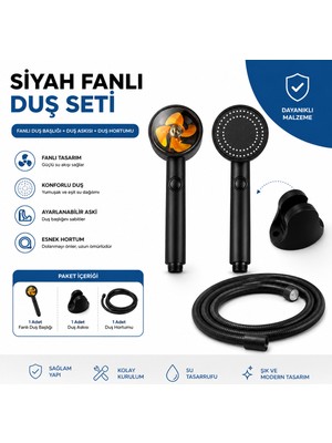 Elarque 5 Fonksiyonlu Turbo Pervaneli Duş Başlığı Set