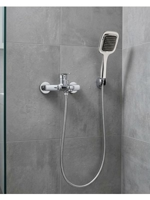 Elarque Siyah Duş Seti El Duşu Başlığı Spiral Hortum Banyo Aksesuarı