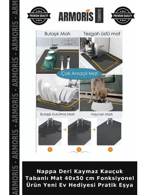 Armoris Nappa Deri Kaymaz Kauçuk Tabanlı Mat 40X50 cm Fonksiyonel Ürün Yeni Ev Hediyesi Pratik Eşya