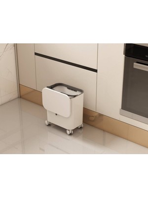 Elarque Tekerlekli Çöp Kovası 15LT Banyo Seti Beyaz